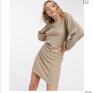 NWT Long Sleeve Shift Dress In Check-multi